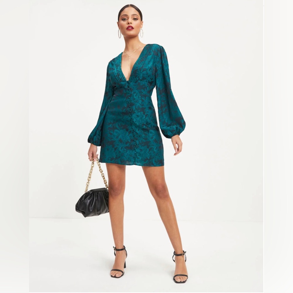 Vici Teal Floral Mini Dress